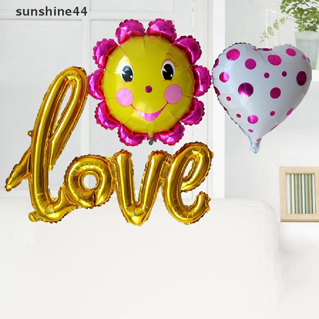 Sunshine Ligatures Kecil Cinta Surat Balon Foil Anniversary Pernikahan Valenes Dekorasi Pesta Ulang Tahun Champagne Cup Properti Foto.