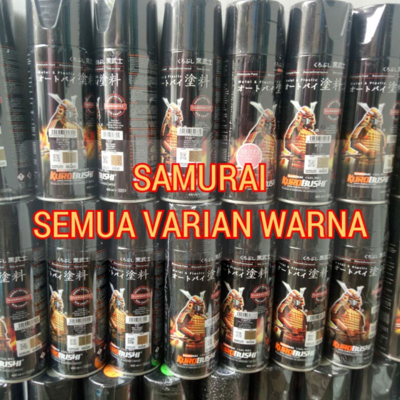 link 3. pilok pilox samurai paint samurai kurobushi hitam 109 black doff 109a flat clear 128a candytone w41 new bronze merah doff metallic grey warna abu hijau biru unggu putih