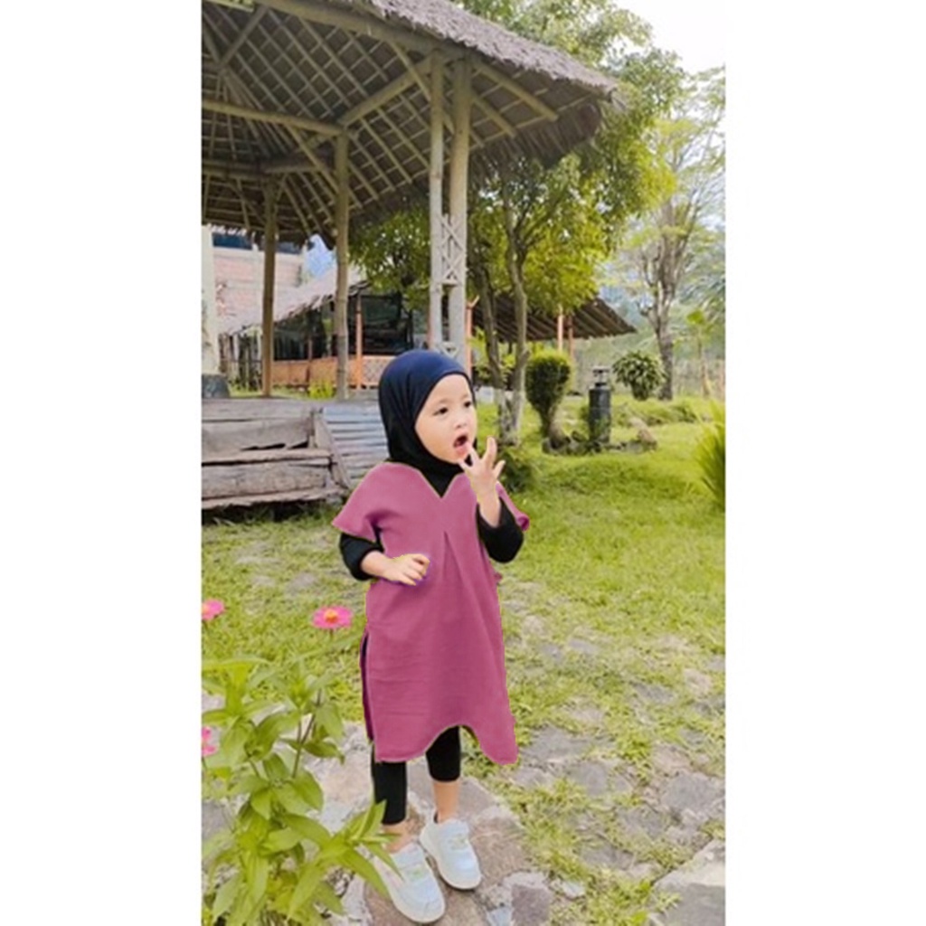 (KJI) LONGSQUARE IMELDA TUNIK ANAK 5 - 6 TAHUN BAHAN CRINCLE AIRFLOW