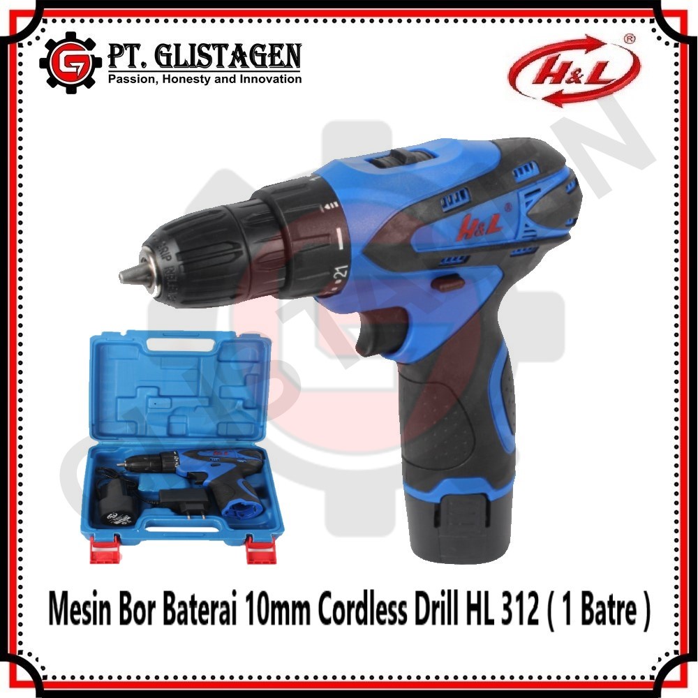 HL 312 Mesin Bor Baterai 10mm Cordless Drill ( 1 BATTERAI 12v )