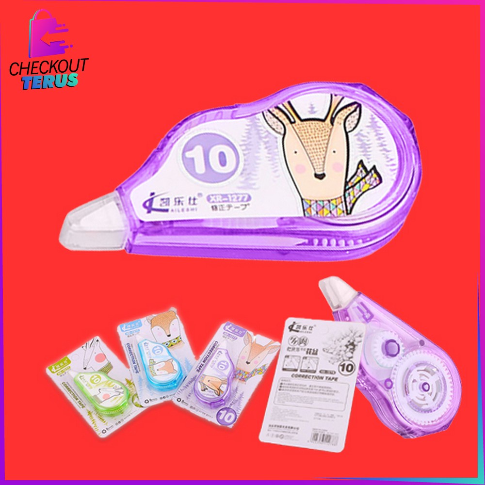 CT A52 Correction Tape Karakter Hewan Lucu Perlengkapan Sekolah Tip Ex Kertas Anak Sekolah Correction Pita Tipex Koreksi Multifungsi