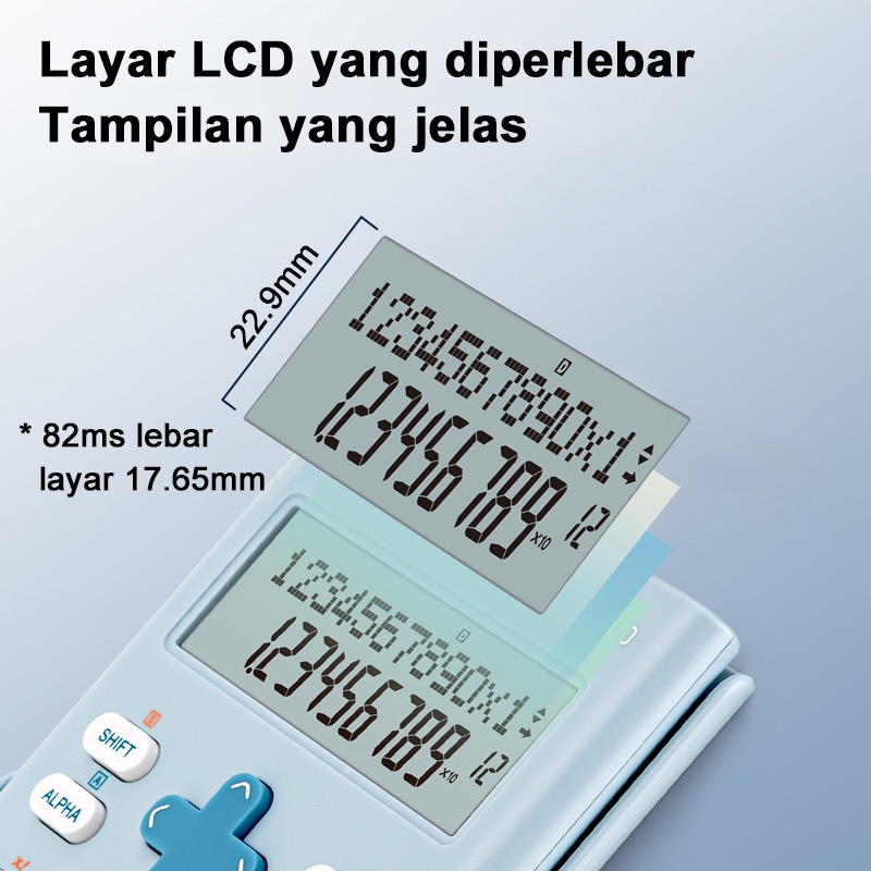 Deli Kalkulator Scientific 240 Fungsi Kalkulator Ilmiah Mini Lucu 12 Digit Tampilan LCD 2 Baris Scientific Calculator