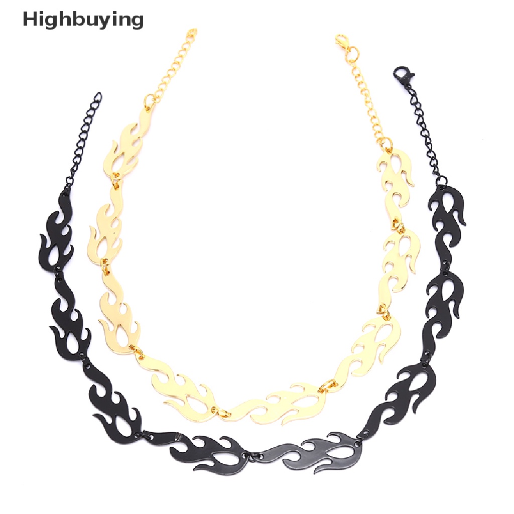 Hbid Punk Flame Kalung Klavikula Hip Hop Rantai Metal Choker Pria Wanita Trendi Perhiasan Glory