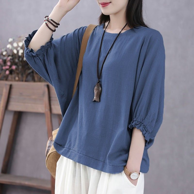 Loury Blouse Wanita Linen Batwing Oversize Korean Style