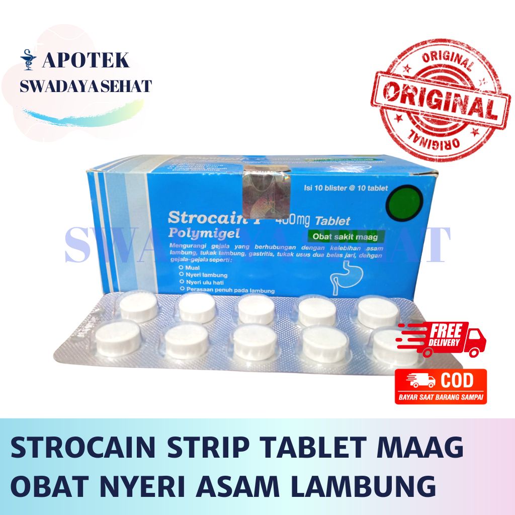 STROCAIN STRIP TABLET MAAG Obat Asam Lambung Nyeri Perut Kembung Ecer