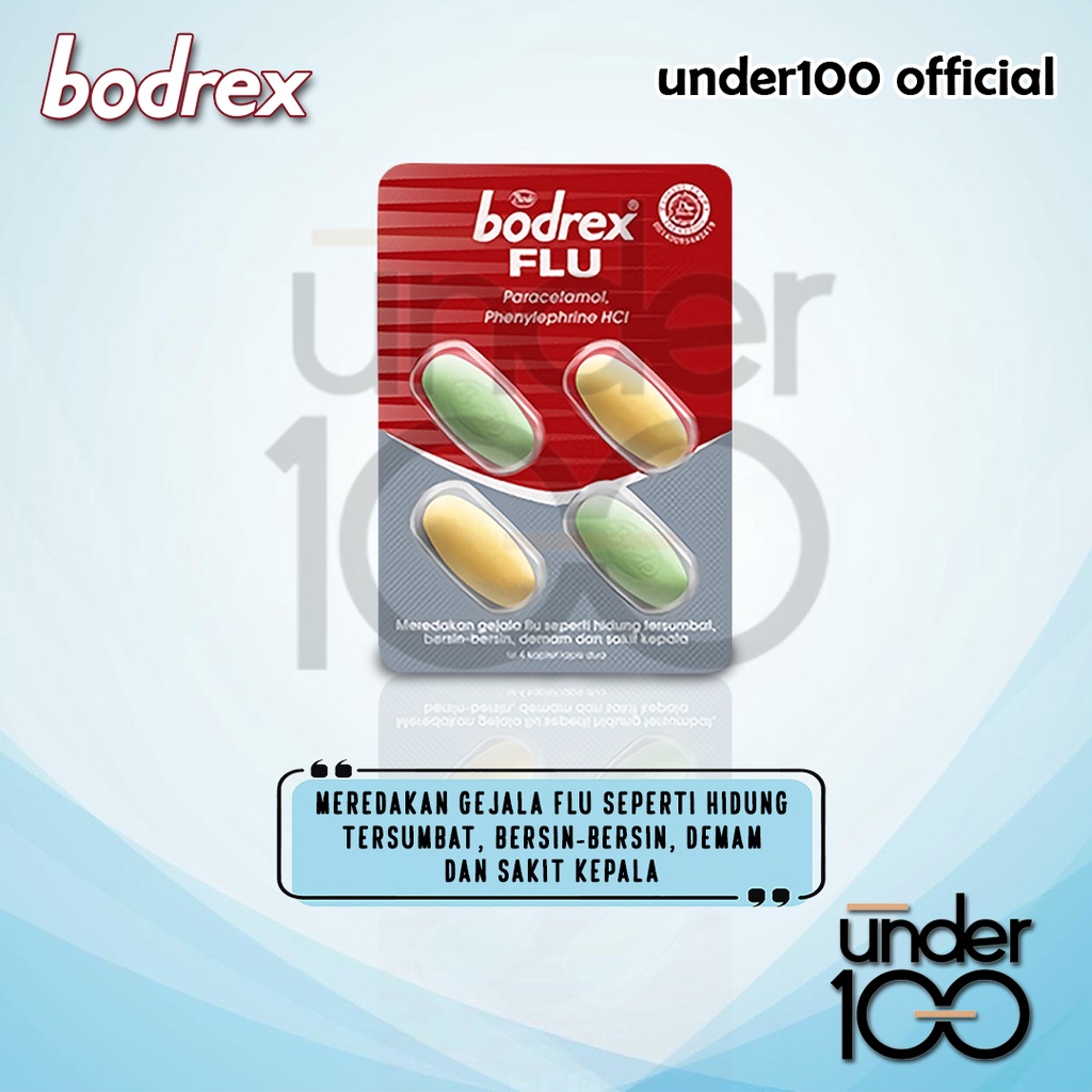 ❤ Under100 ❤ Bodrex 1 Strip isi 4 Tablet | Flu Batuk | Extra | Migra | Demam