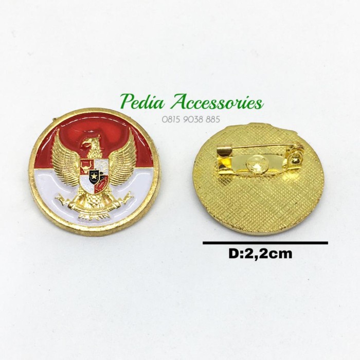 

Pin Garuda Merah Putih Bulat Model Peniti dan Paku kancing Manset