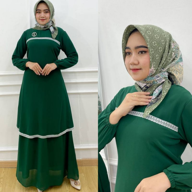 BAJU GAMIS WANITA POLOS LIST PUTIH - GAMIS CERUTY BABYDOLL - GAMIS MELAYU PREMIUM -GAMIS MALAYSIA CE