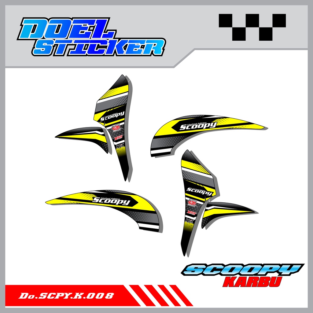 Sticker Striping Honda SCOOPY Karbu Tahun 2010-2013 List Variasi Hologram , Crome Doel 008