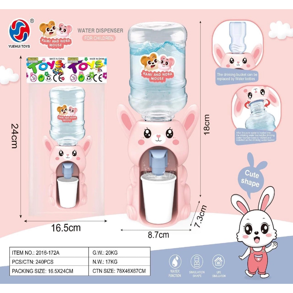 Dispenser Mini Galon Portable Anak Air Minum/Bermacam Karakter 18x8.5x7.3 cm DISPENSER AIR GALON MINI MAINAN ANAK ANAK KARAKTER LUCU