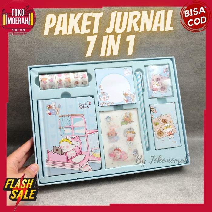 

PAKET JURNAL 7 IN 1 KADO PAKET ALAT TULIS BUKU PEN STIKER LUCU UNIK