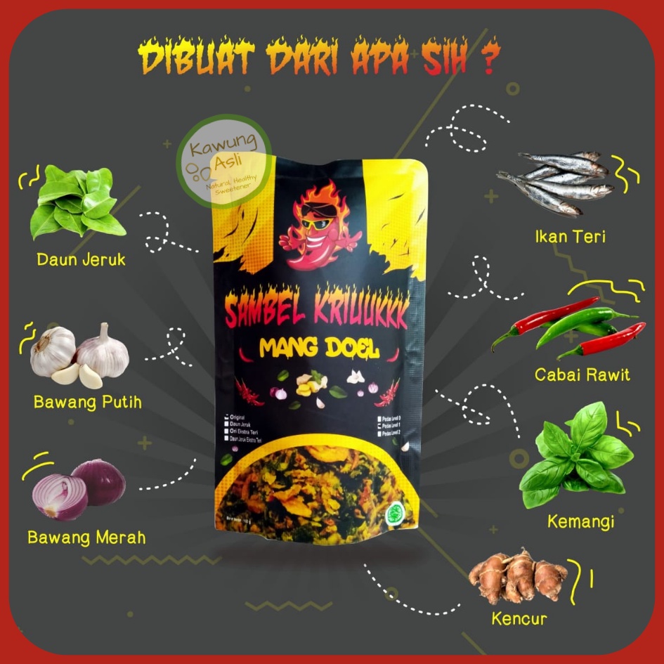 

Sambal Tabur Sambel Goreng Kriuk Kering Mang Doel Hot Pedas Bawang Original