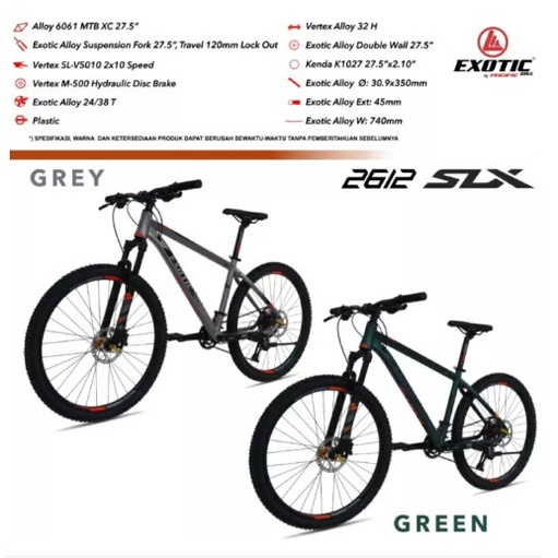 PROMO SEPEDA GUNUNG MTB 27,5 EXOTIC 2612 SLX ALLOY BY PACIFIC - GOWESLAJU
