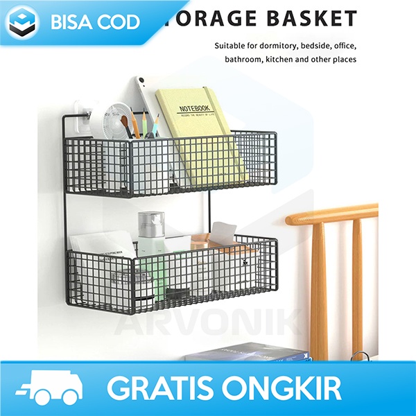 RAK GANTUNG KAMAR MANDI ORGANIZER 2 LAYERS RAK SUSUN ALUMINIUM G20