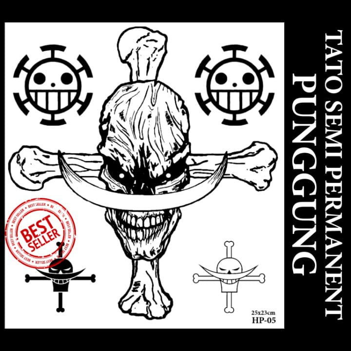 TATOMANIA-Stiker tato temporer semi permanen Motif Punggung One Piece HP-05