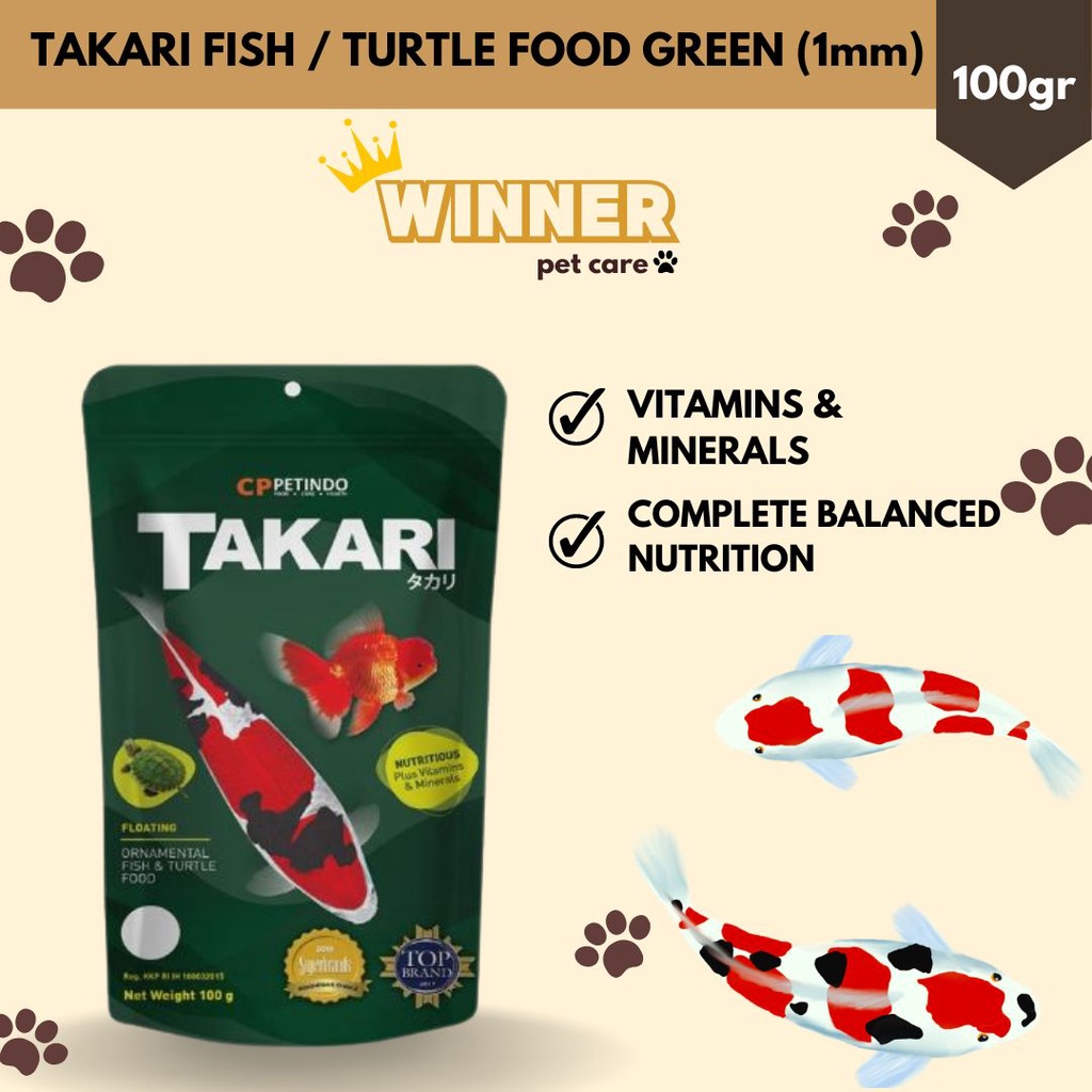 Takari Fish Food Turtle Food Green 100gr - 1mm