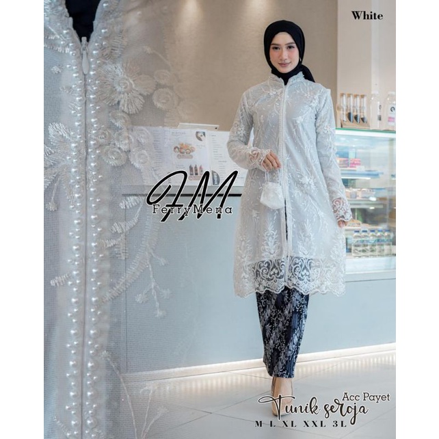 Setelan Kebaya Tunik Tulle Seroja Payet Kebaya Modern