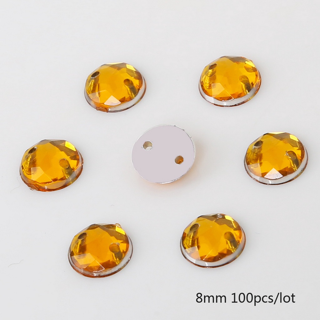 10 /12mm 2lubang Kristal Flatback Manik-Manik Akrilik Bulat Longgar Berlian Imitasi Untuk Menari Dress/Pakaian Sepatu/Dekorasipernikahan