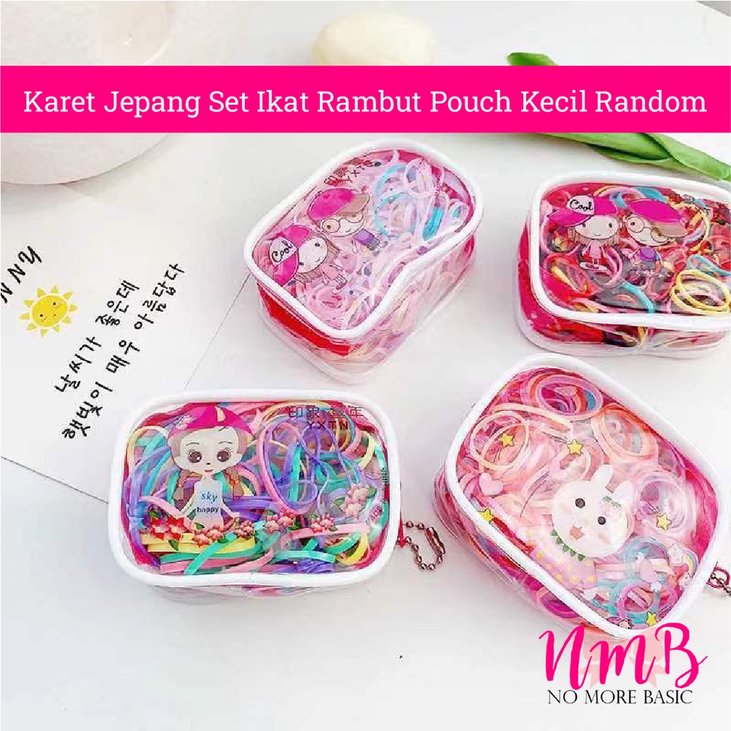 Karet Jepang Set Ikat Rambut Pouch Kecil Random