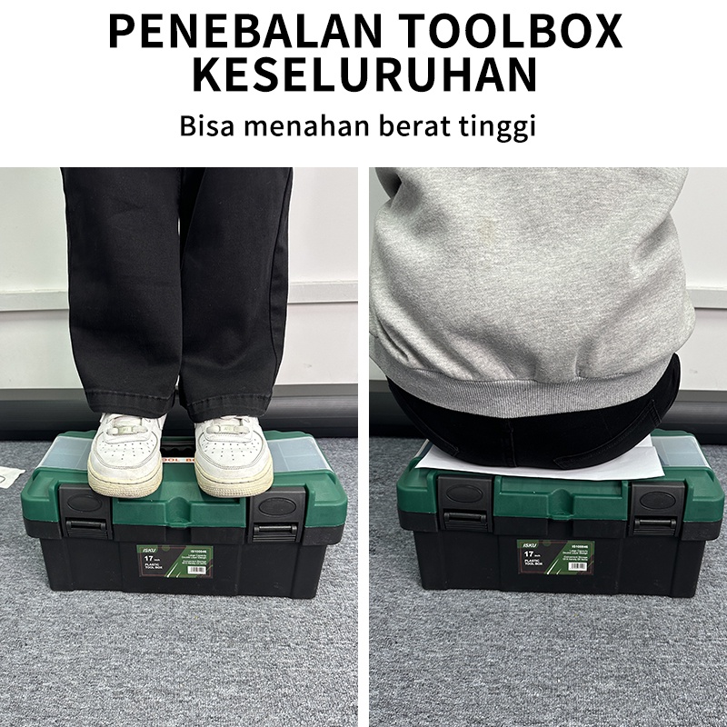 ISKU Tool box besar plastik 14 15 17 18 19 20 inch toolbox kotak perkakas besi tahan karat/kotak tempat alat bengkel/box alat perkakas tool box stainlees