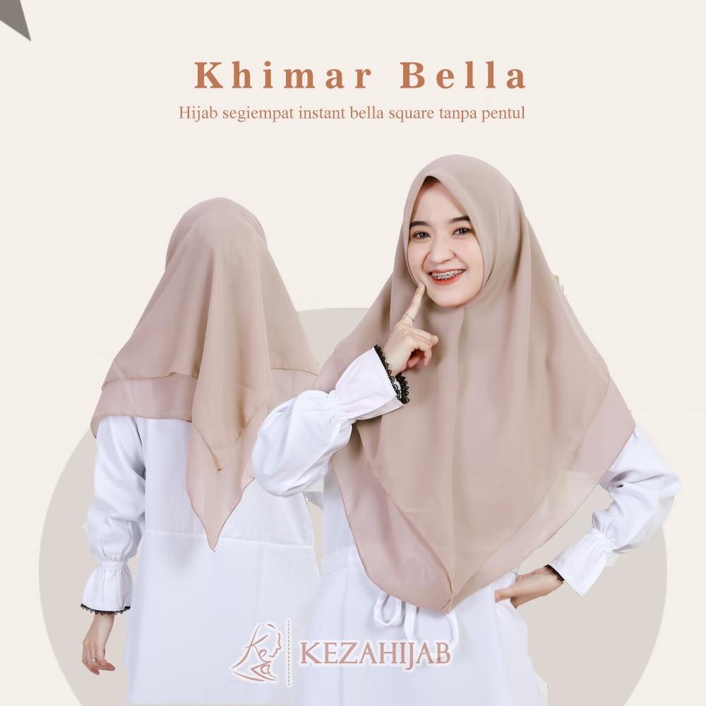 Keza - Jilbab Khimar Instant 2 Layer Instant / Hijab instan 2 Layer Jahit tepi