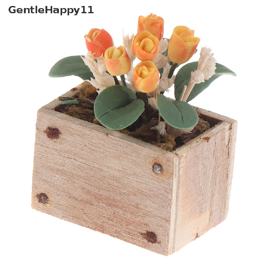 Gentlehappy 1: 12rumah Boneka Miniatur Pot Bunga Tulip Model Dekorasi Taman Mainan id