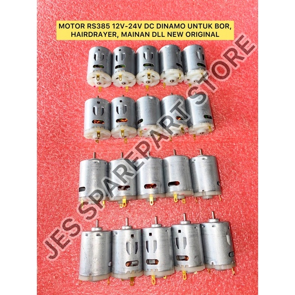 MOTOR RS385 12V-24V DC Dinamo untuk Bor, Hairdryer, DLL NEW ORIGINAL