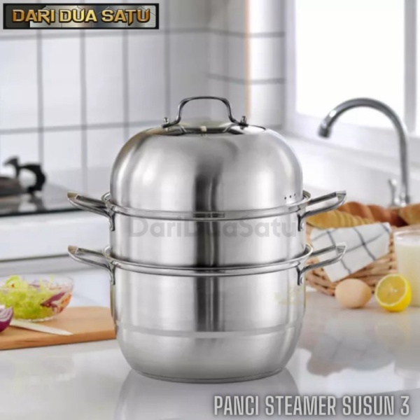 Jual Panci Steamer Susun 3 Stainless Steel Panci Kukus Limited