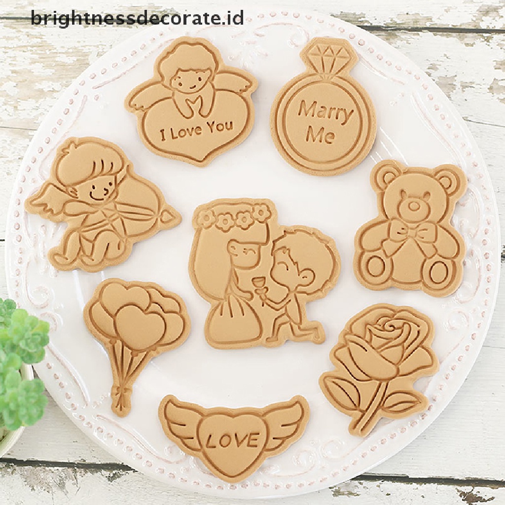 [Birth] 8pcs 3D Kartun Cookie Cutters Valenes Day Biscuit Mold DIY Fondant Decorag Untuk Ulang Tahun Pesta Pernikahan Natal Cookies [ID]