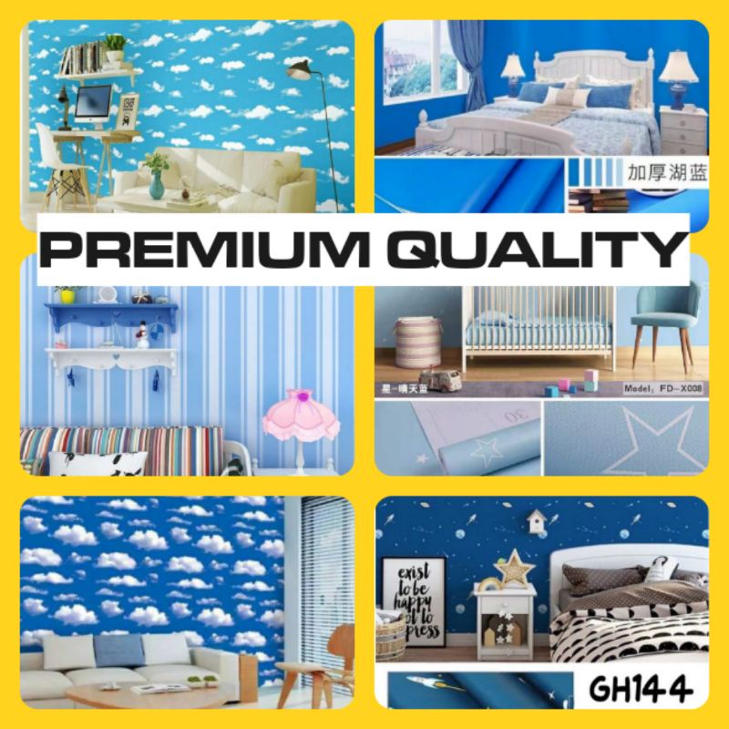 Wallpaper Stiker Biru Wallpaper Dinding Kamar Biru Wallpaper Dinding Anak Wallpaper Dinding Motif Aw