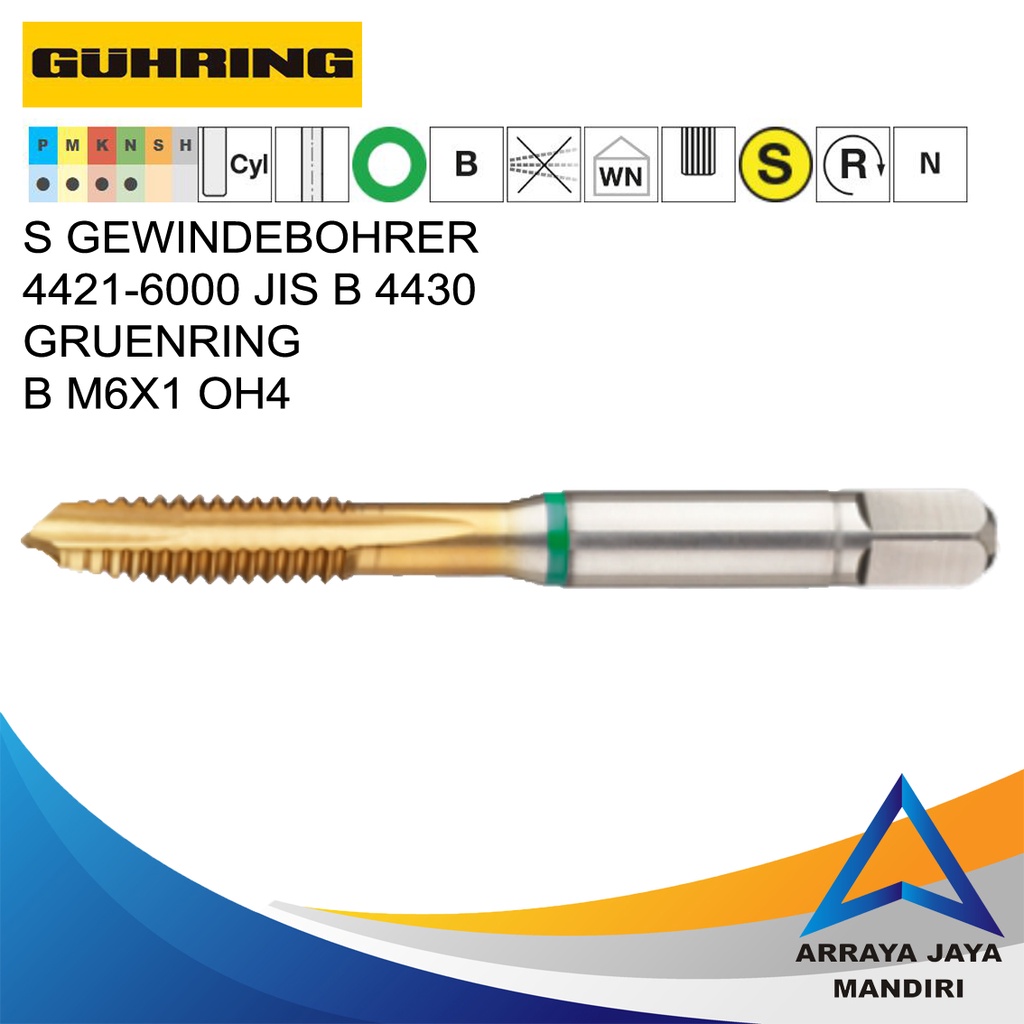 GUHRING M6X1 OH4 TAP POINTED FLUTE ORIGINAL
