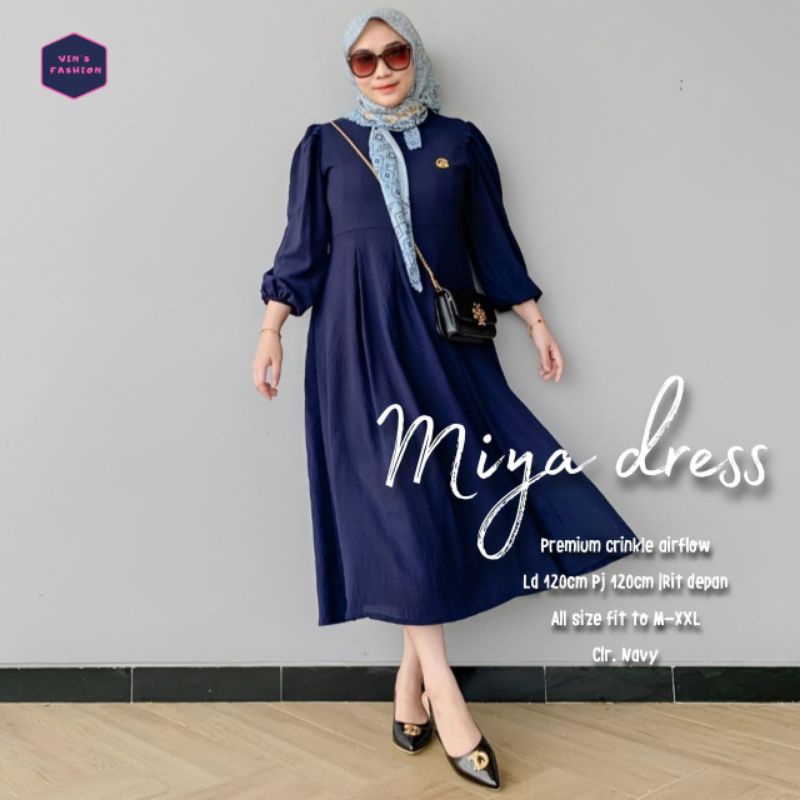 MIYA MIDI DRESS DEWASA TERBARU PREMIUM COTTON CRINCLE AIRFLOW BEST SELLER BY VIN'S