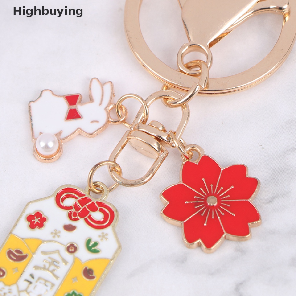 Hbid Gantungan Kunci Jepang Anime Rabbit Untuk Wanita Cherry Blossom Key-Ring Car Bag Pendent Glory