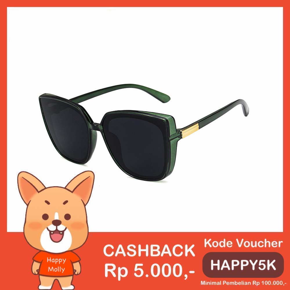 Kacamata UV400 [ Hijau ] Anti Radiasi - Sunglasses Wanita Korea - HM8146