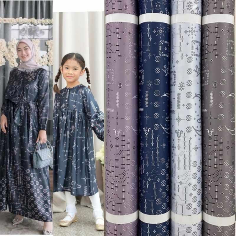 Kain meteran bahan D Silk motif Bulan Looklike Vanila hijab