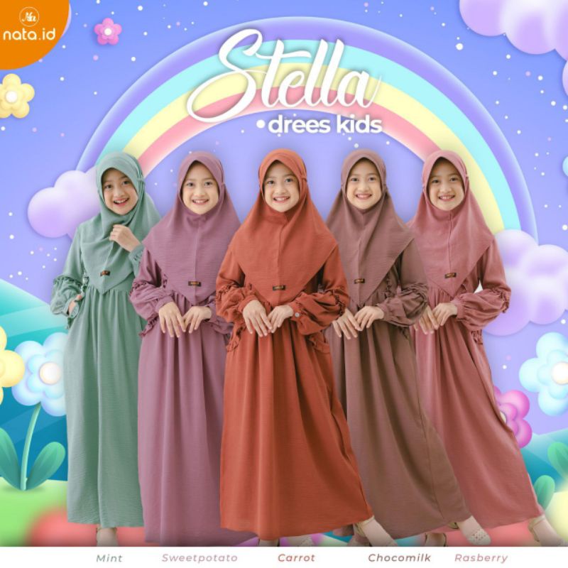 GAMIS ANAK STELLA DRESS KIDS RASPBERRY GAMIS CRINKLE BY NATA.ID GAMIS ADEM GAMIS ANAK SEHARI-HARI