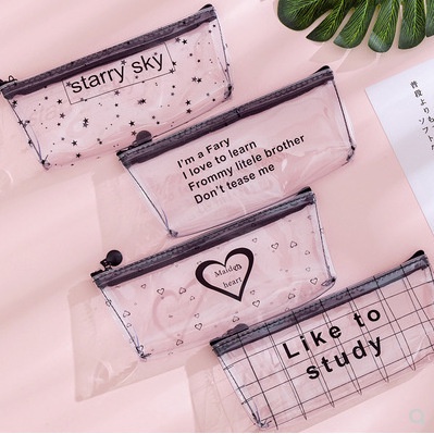 

Hanarippana kotak pensil model pipih hitam transparan PVC minimalis simple || tempat pensil tempat makeup bening hitam clear design