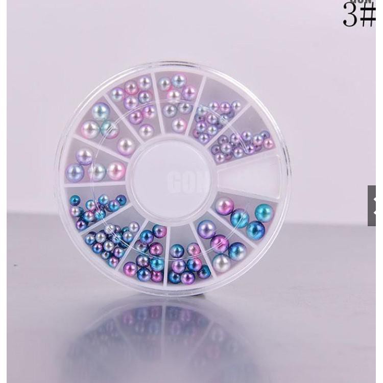 Roda Pearl / Halfpearl Manik-manik Mutiara Imitasi Gradient Flat Bottom Studs Nail Art 3D