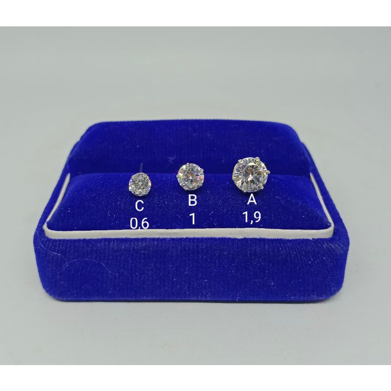 giwang desi solitaire mp / giwang perak asli silver 925 lapis emas/ giwang fashion wanita terbaru