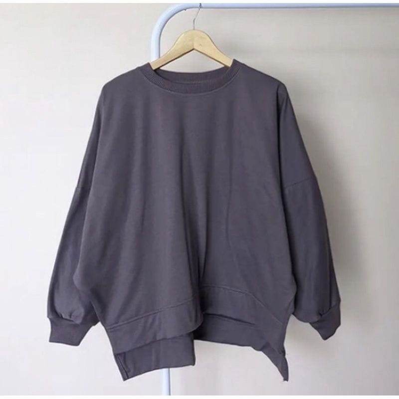 Sweater Batwing XXXL Oversize Basic Oblong | Sweater Wanita Bigsize | Sweater Polos-charcol