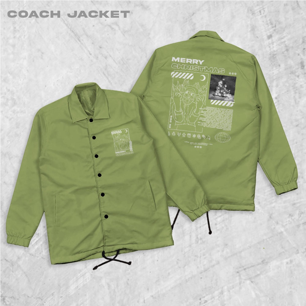 Fortglass CHRISTMAS STREET Coach Jaket Polos Pria Jaket Parasut Unisex Coach Pria Lengan Panjang