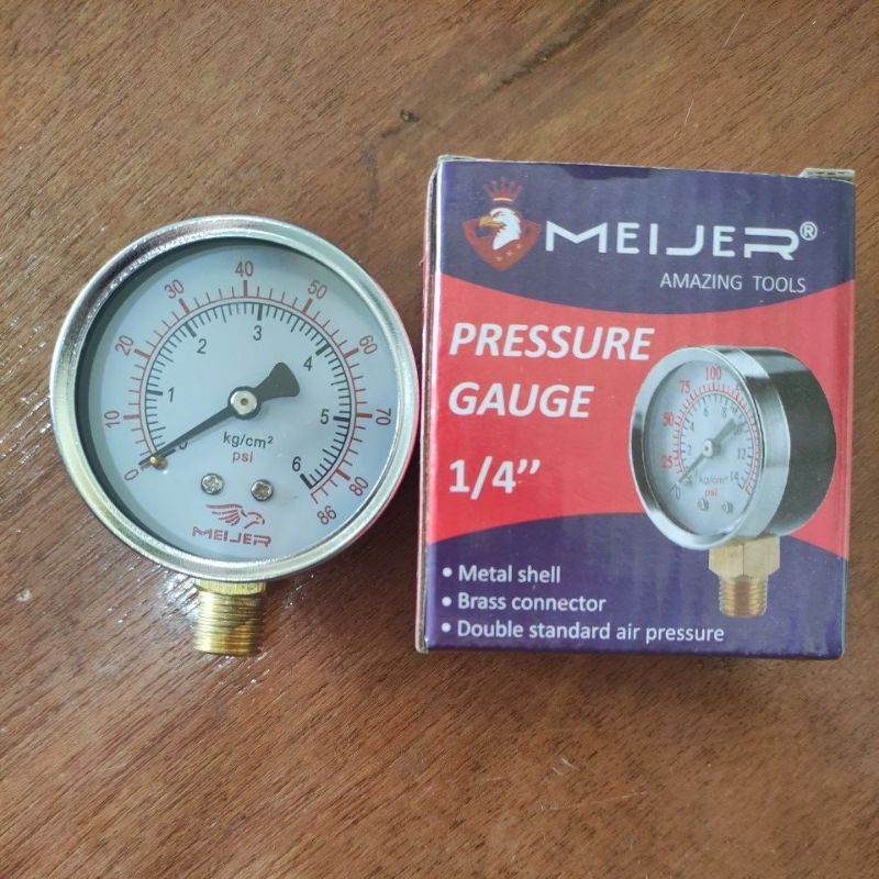 pressure gauge 1/4 Meijer 6bar 86psi/ pengukur tekanan kompresor 6bar meijer