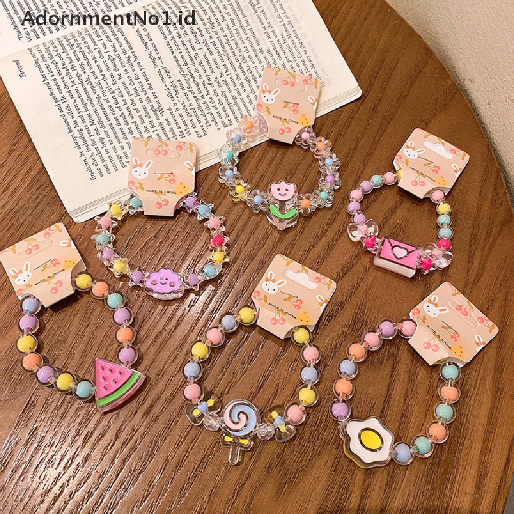 [AdornmentNo1] Kartun Anak-Anak Gelang Jelly Warna Manik-Manik Gelang Gadis Lucu Gelang Mahasiswa Perhiasan Gelang Perhiasan [ID]