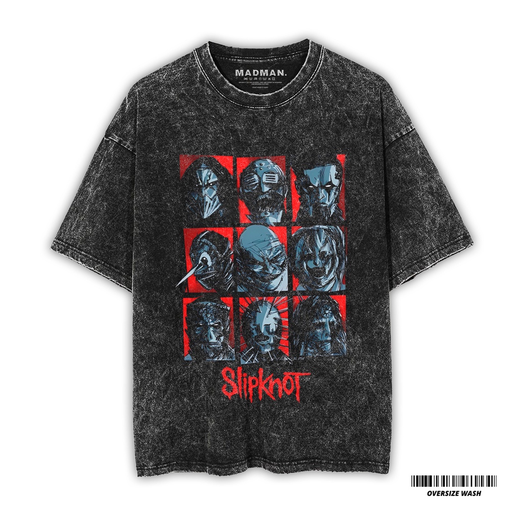 MADMAN Kaos SLIPKNOT Oversize Washed T-Shirt | Stone Wash T-Shirt | Kaos Band | Vintage tee | WO 48