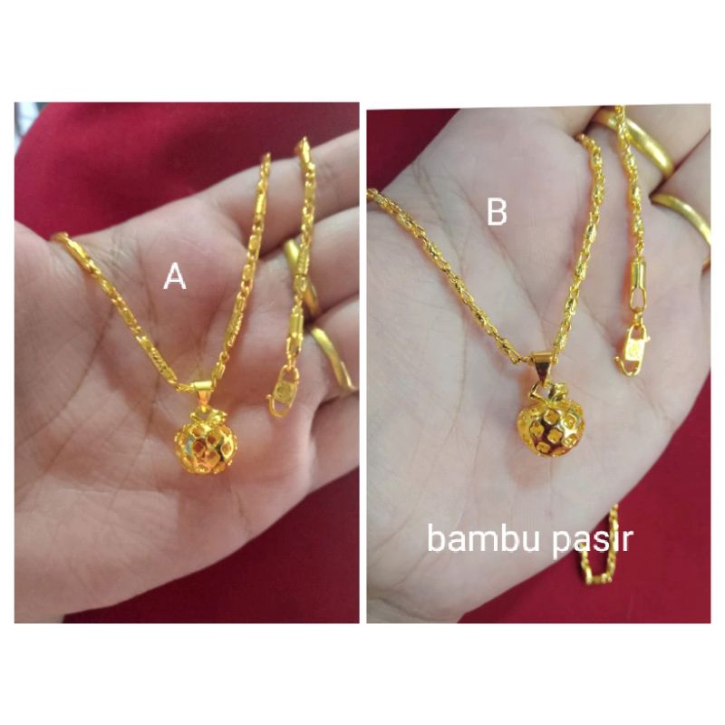 kalung bambu apel anak dan dewasa lapis emas 24 k