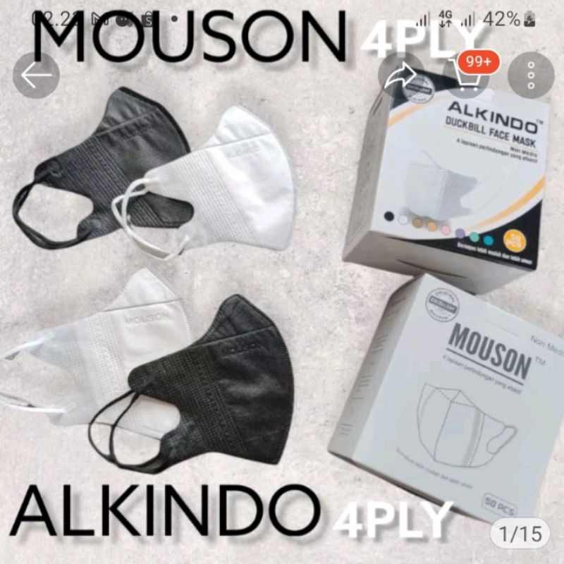 Masker Duckbill Alkindo 4 Ply 50 Pcs 3D Anti-Polusi