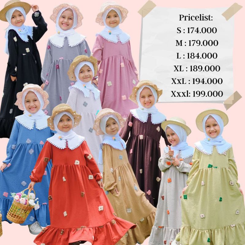 GAMIS ZEHRA BY GYNURA KIDS 3-14 TAHUN / GAMIS ANAK PEREMPUAN / DRESS KIDS CEWEK / BAJU MUSLIM ANAK /