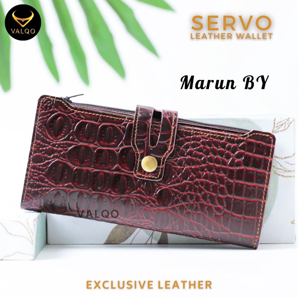 [VALQO] SERVO BY Dompet Kulit Sapi Motif Buaya untuk Pria Wanita