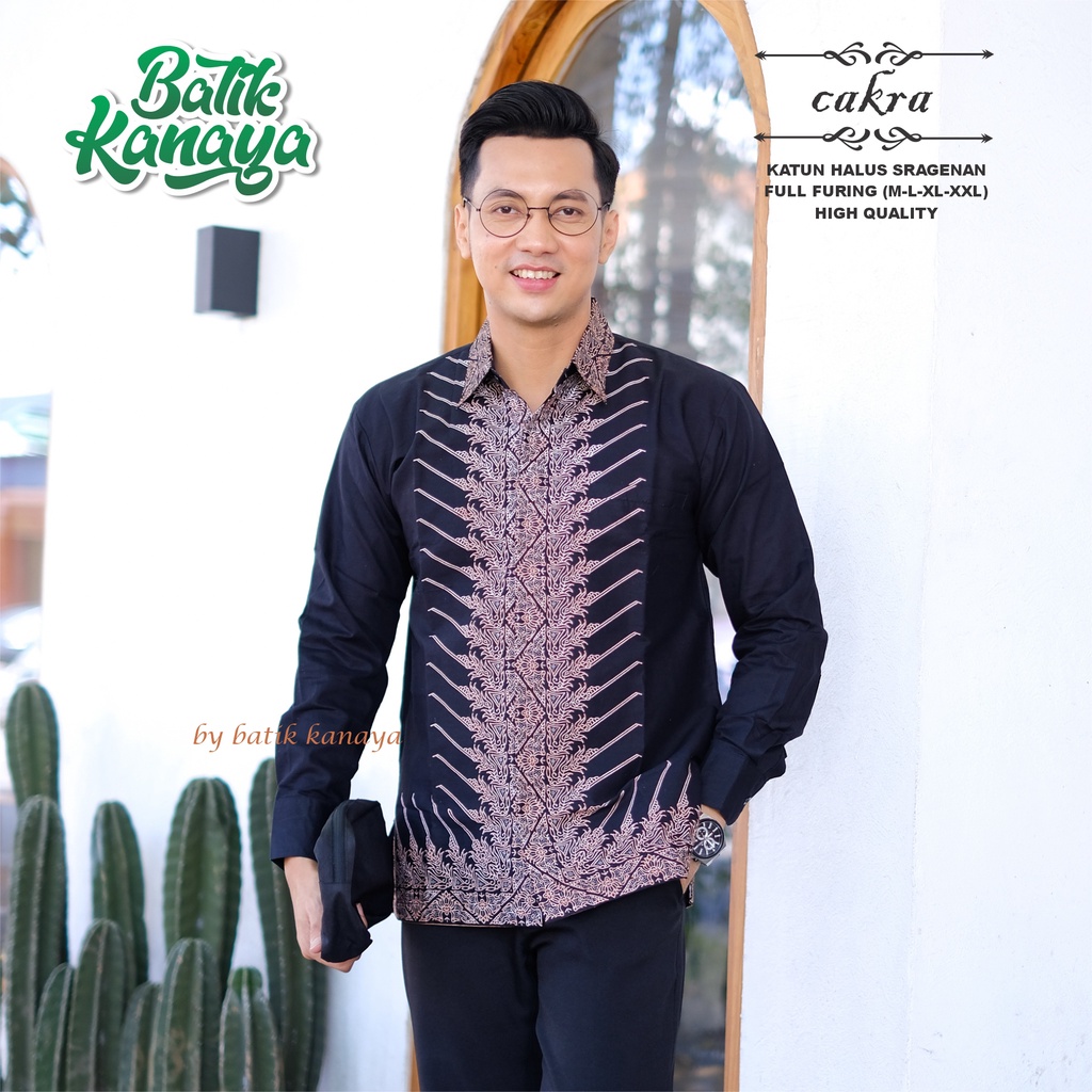 Kanaya Baju Batik Pria Lengan Panjang Full Furing Motif CHAKRA Bahan Katun Sragenan