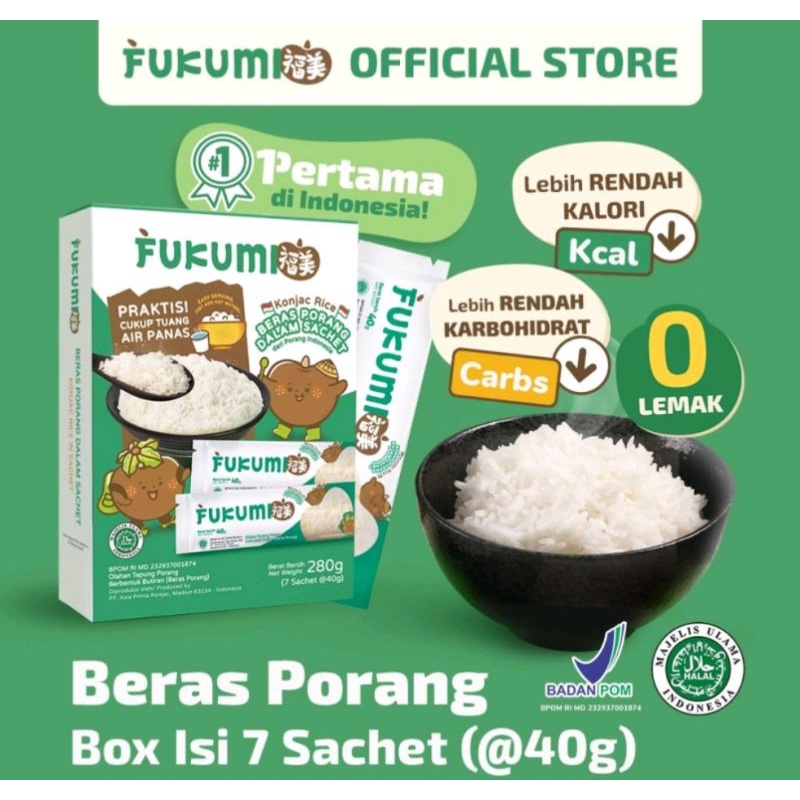 

Fukumi Beras Porang Box isi 7 Sachet|40gr Beras Porang Fukumi